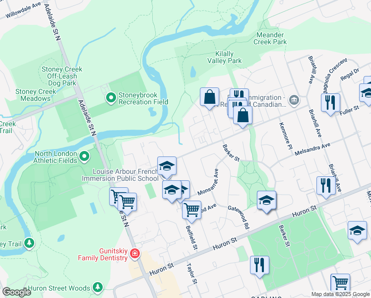 map of restaurants, bars, coffee shops, grocery stores, and more near 882 Kipps Lane in London