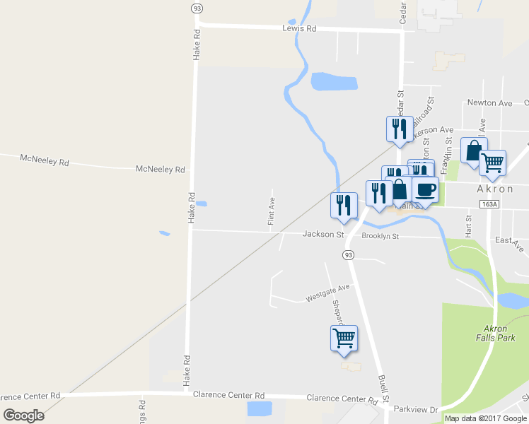 map of restaurants, bars, coffee shops, grocery stores, and more near 12 Flint Avenue in Akron