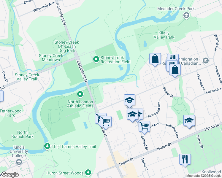 map of restaurants, bars, coffee shops, grocery stores, and more near 758 Kipps Lane in London