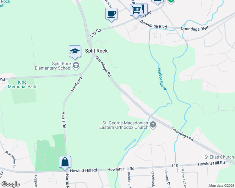 map of restaurants, bars, coffee shops, grocery stores, and more near 5145 Onondaga Road in Syracuse