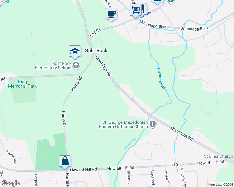 map of restaurants, bars, coffee shops, grocery stores, and more near 5145 Onondaga Road in Syracuse