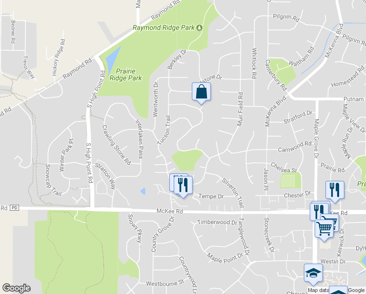 map of restaurants, bars, coffee shops, grocery stores, and more near 2954 Cimarron Trail in Madison