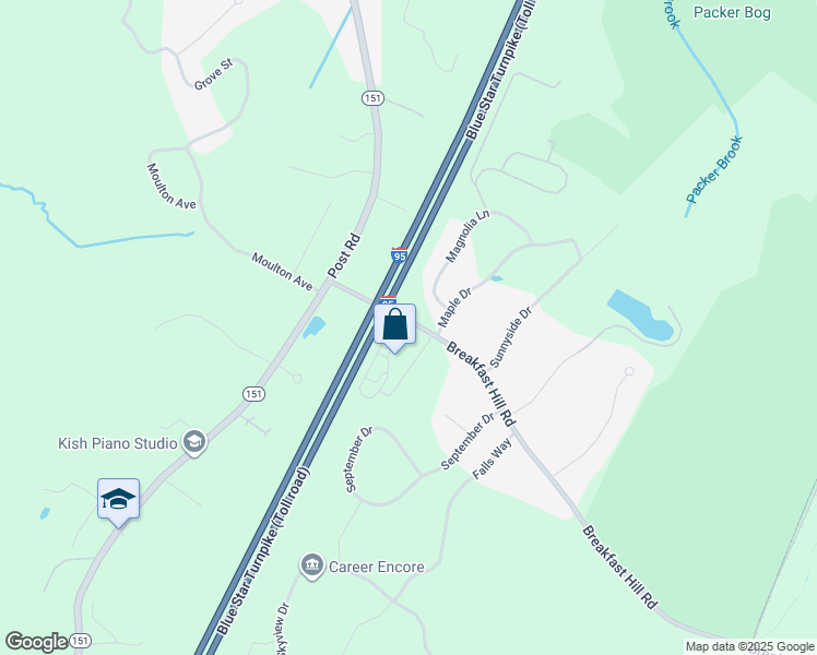 map of restaurants, bars, coffee shops, grocery stores, and more near 64 Breakfast Hill Road in Greenland