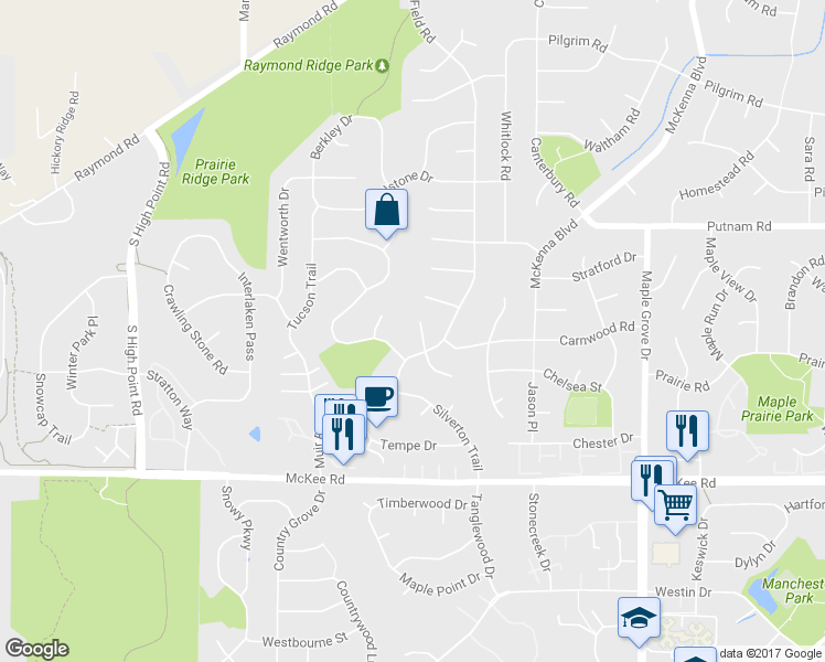 map of restaurants, bars, coffee shops, grocery stores, and more near 9 Wichita Court in Madison