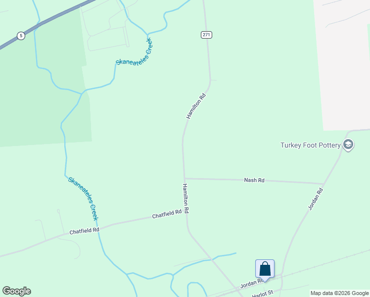 map of restaurants, bars, coffee shops, grocery stores, and more near 5150 Hamilton Road in Elbridge