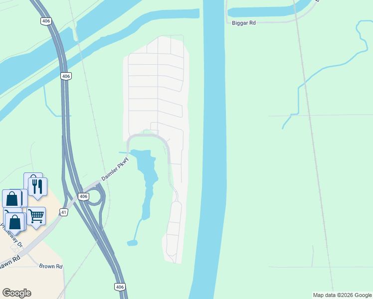 map of restaurants, bars, coffee shops, grocery stores, and more near 208 Muirfield Trail in Welland