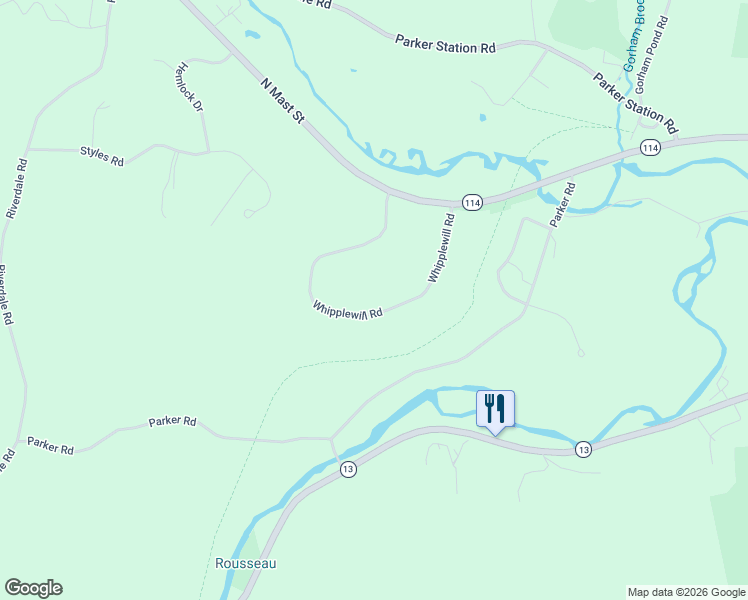 map of restaurants, bars, coffee shops, grocery stores, and more near 40 Whipplewill Road in New Boston