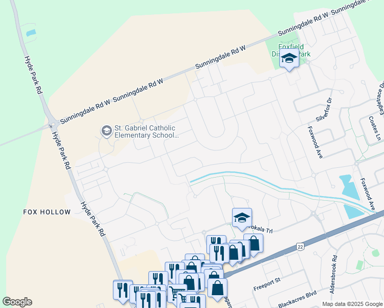 map of restaurants, bars, coffee shops, grocery stores, and more near 1338 Red Pine Cross in London