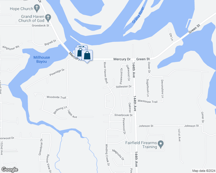 map of restaurants, bars, coffee shops, grocery stores, and more near 13803 Sunset Place in Grand Haven