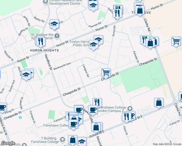 map of restaurants, bars, coffee shops, grocery stores, and more near 5 Madeira Drive in London