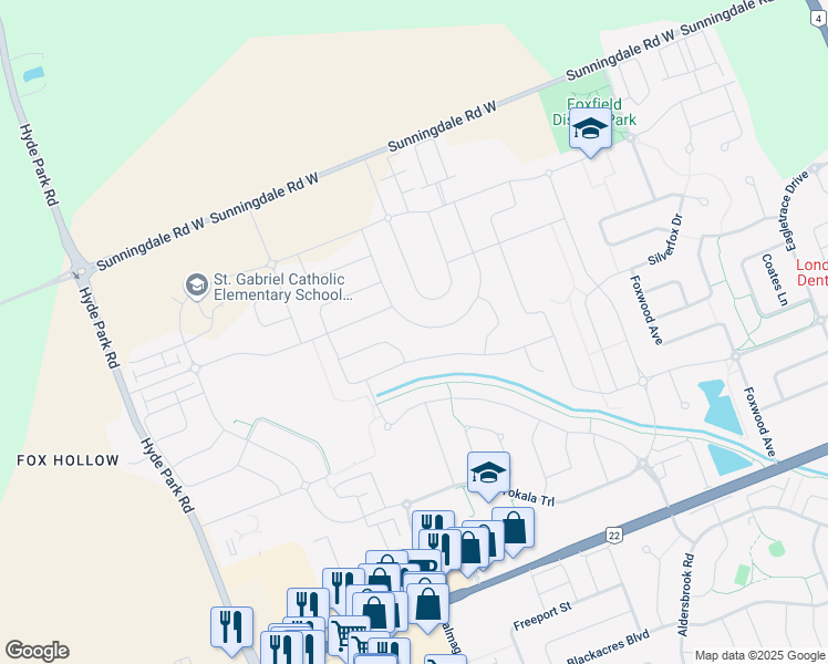 map of restaurants, bars, coffee shops, grocery stores, and more near in London