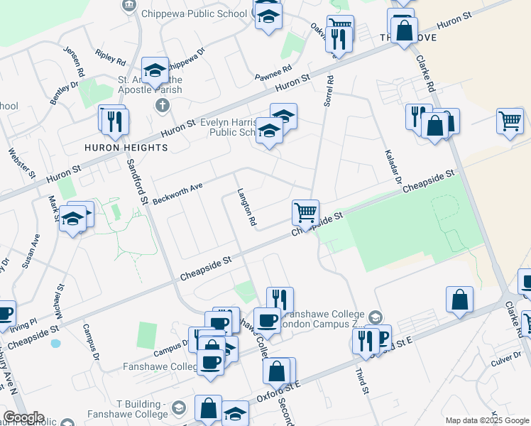 map of restaurants, bars, coffee shops, grocery stores, and more near 9 Madeira Drive in London