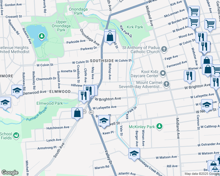 map of restaurants, bars, coffee shops, grocery stores, and more near 234 Marguerite Avenue in Syracuse