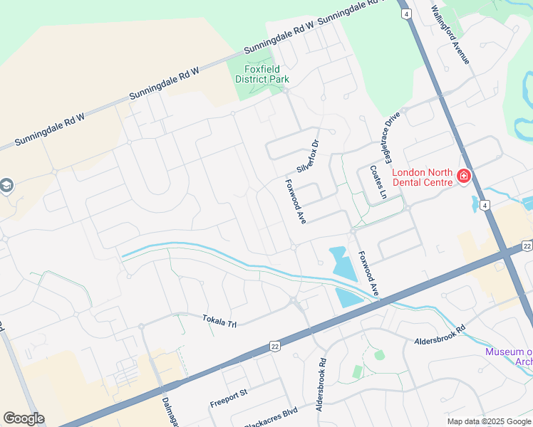 map of restaurants, bars, coffee shops, grocery stores, and more near 2312 Tokala Trail in London