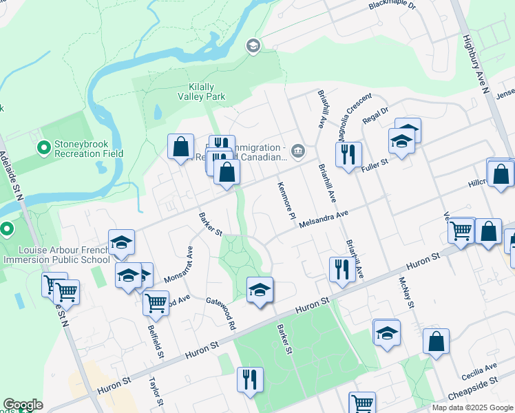map of restaurants, bars, coffee shops, grocery stores, and more near 58 Sussex Place in London