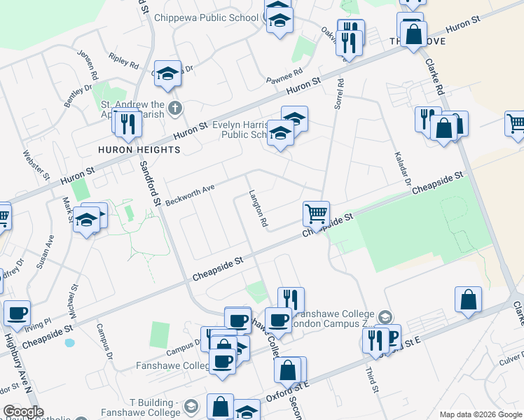 map of restaurants, bars, coffee shops, grocery stores, and more near 5 Madeira Drive in London