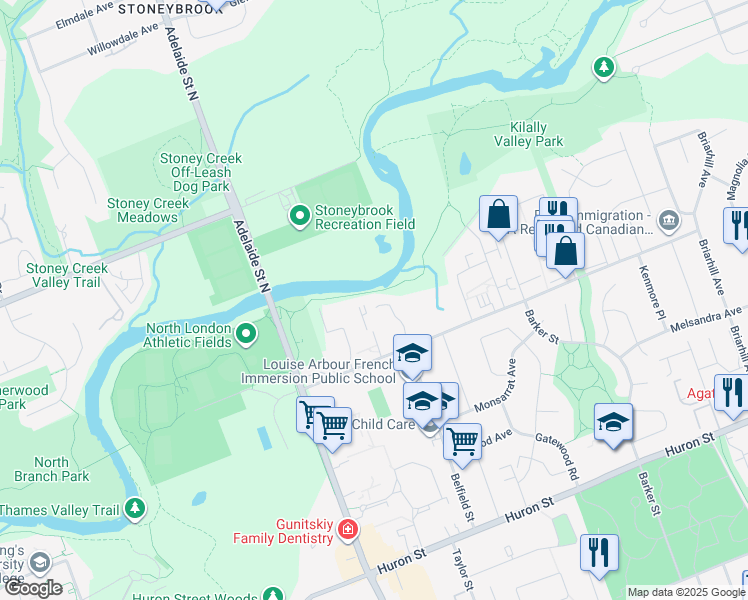 map of restaurants, bars, coffee shops, grocery stores, and more near 850 Kipps Lane in London