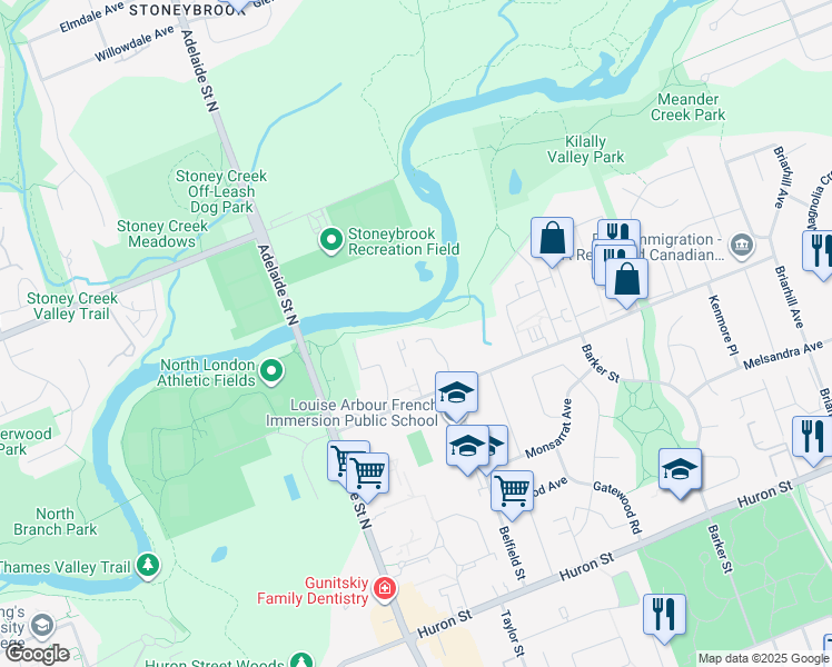 map of restaurants, bars, coffee shops, grocery stores, and more near 850 Kipps Lane in London