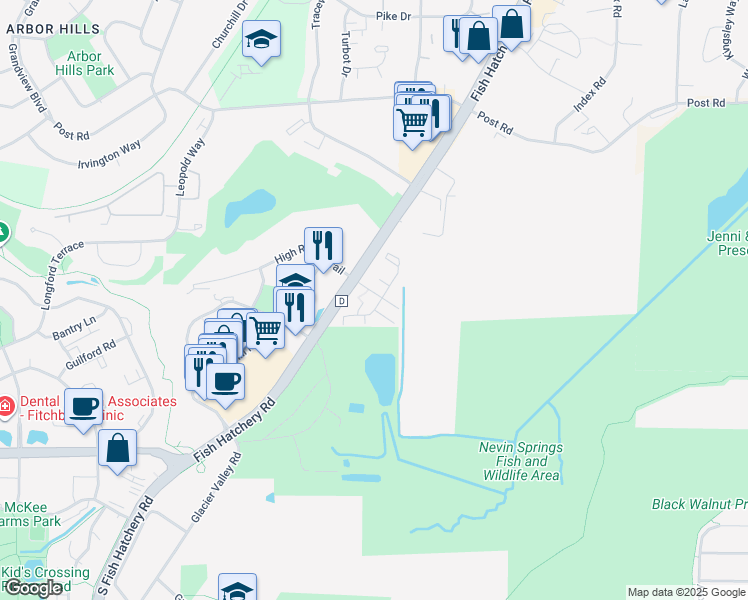 map of restaurants, bars, coffee shops, grocery stores, and more near 3630 Breckenridge Court in Fitchburg
