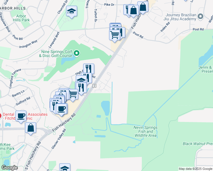 map of restaurants, bars, coffee shops, grocery stores, and more near 3640 Breckenridge Ct in Madison