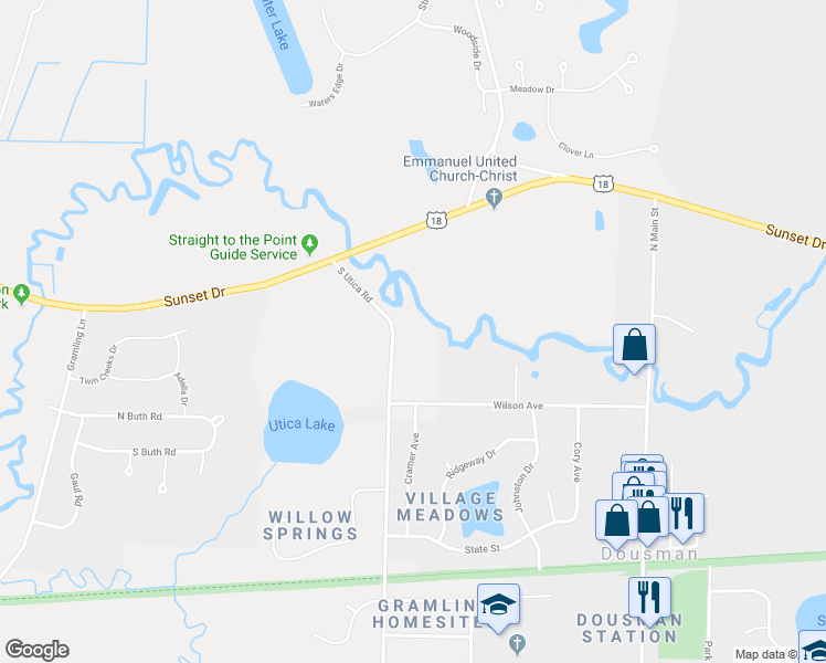 map of restaurants, bars, coffee shops, grocery stores, and more near 1140 South Utica Road in Oconomowoc