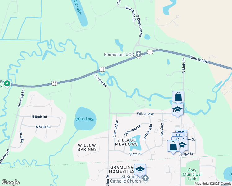 map of restaurants, bars, coffee shops, grocery stores, and more near 1140 South Utica Road in Oconomowoc