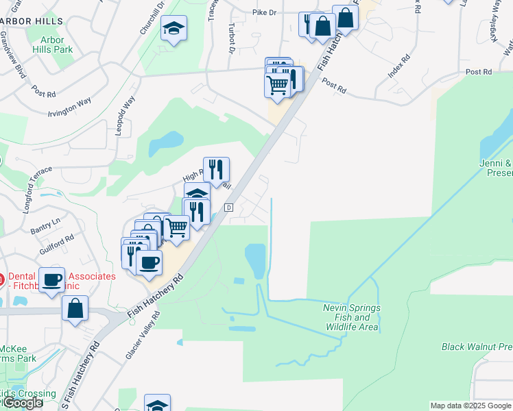 map of restaurants, bars, coffee shops, grocery stores, and more near 3630 Breckenridge Ct in Fitchburg