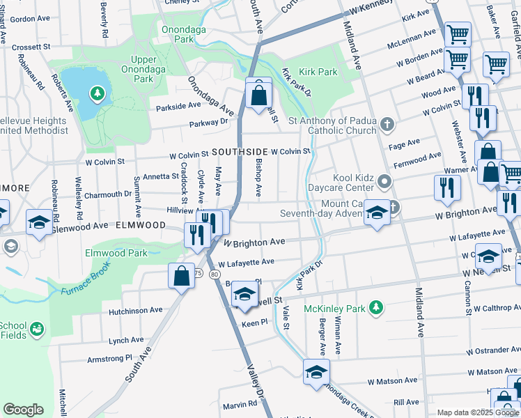 map of restaurants, bars, coffee shops, grocery stores, and more near 234 Marguerite Avenue in Syracuse