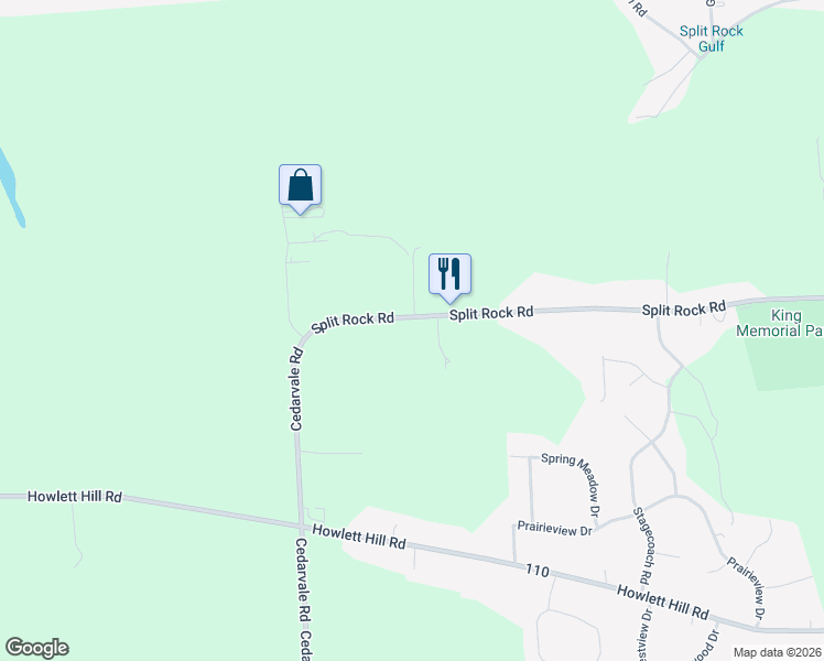 map of restaurants, bars, coffee shops, grocery stores, and more near 3822 Split Rock Road in Camillus