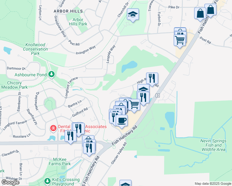 map of restaurants, bars, coffee shops, grocery stores, and more near 5475 Caddis Bend in Fitchburg