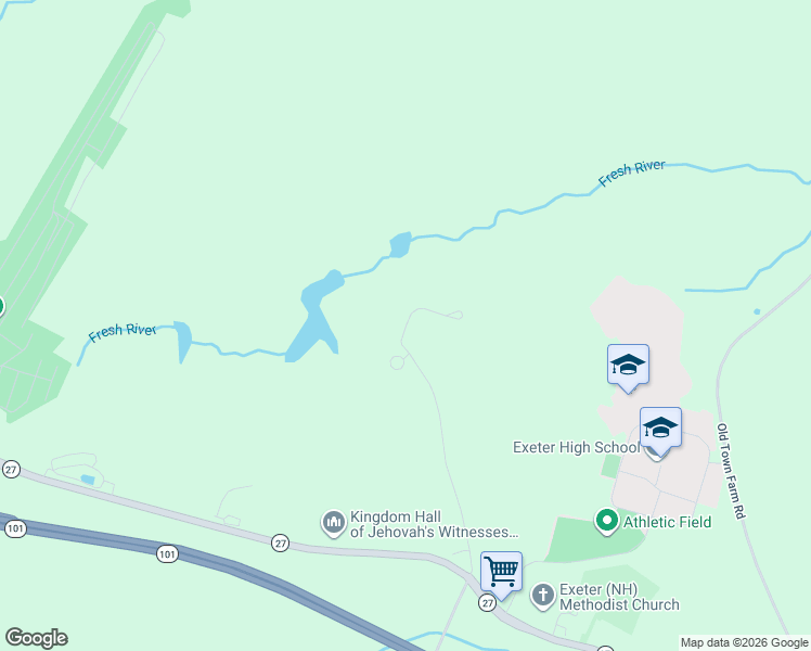 map of restaurants, bars, coffee shops, grocery stores, and more near 2 Chapman Way in Exeter