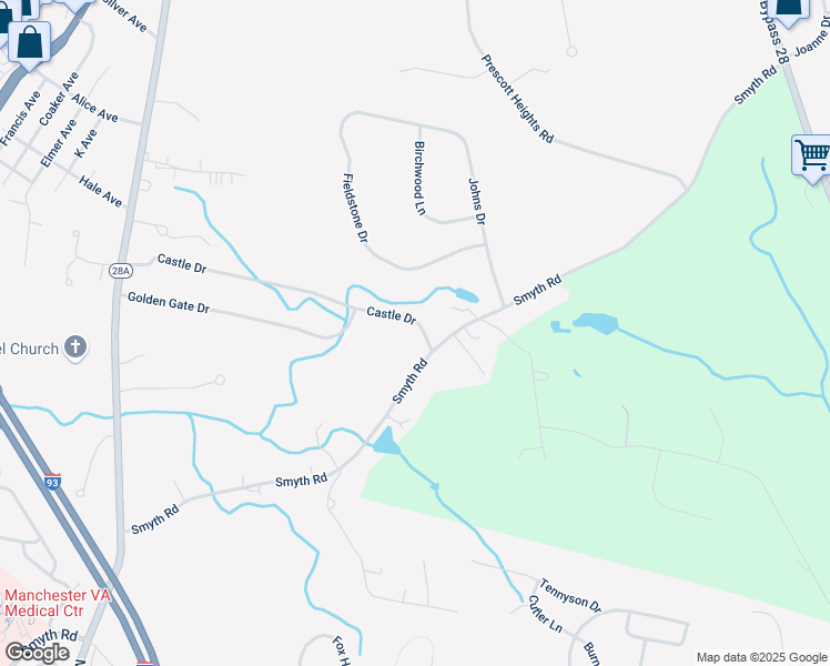 map of restaurants, bars, coffee shops, grocery stores, and more near 52 Castle Drive in Hooksett