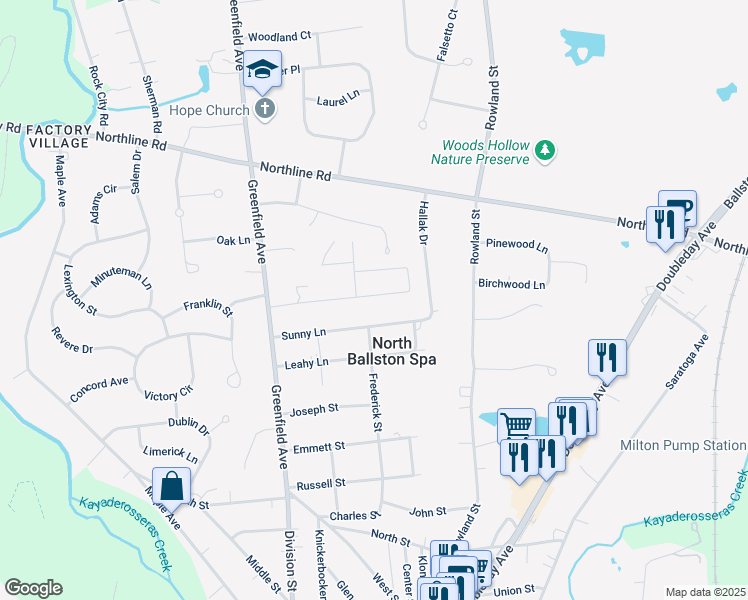 map of restaurants, bars, coffee shops, grocery stores, and more near 769 Arnold Street in Ballston Spa