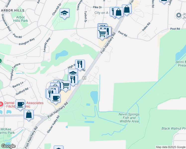 map of restaurants, bars, coffee shops, grocery stores, and more near in Fitchburg