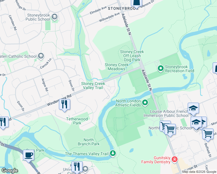 map of restaurants, bars, coffee shops, grocery stores, and more near 693 Windermere Road in London