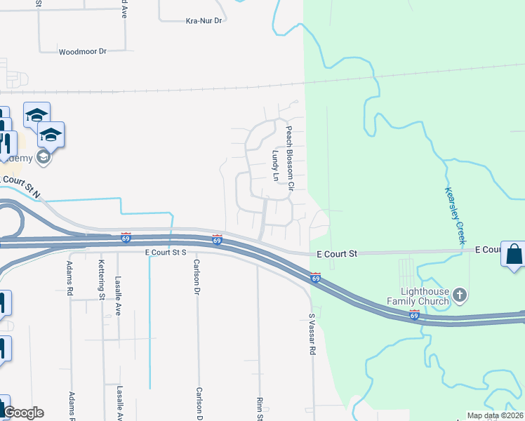 map of restaurants, bars, coffee shops, grocery stores, and more near 1194 Centennial Boulevard in Burton