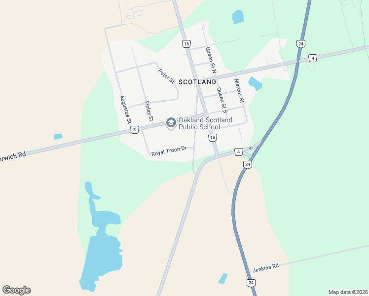 map of restaurants, bars, coffee shops, grocery stores, and more near 5 Royal Troon Drive in Brant