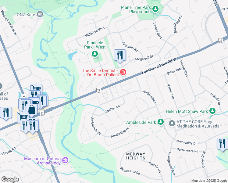 map of restaurants, bars, coffee shops, grocery stores, and more near in London