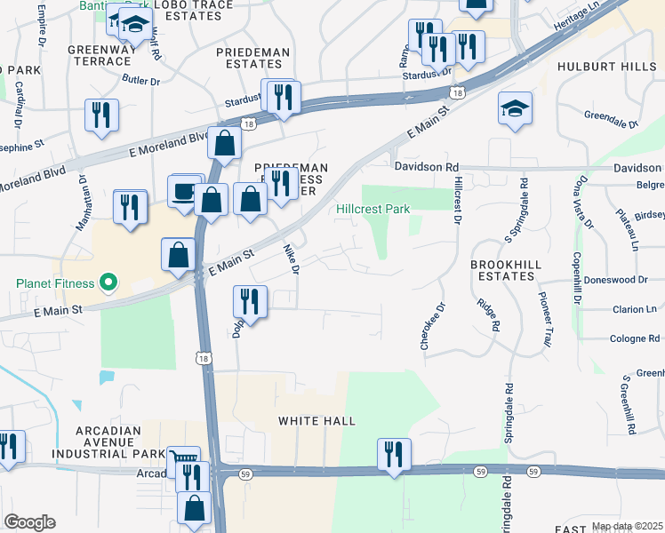 map of restaurants, bars, coffee shops, grocery stores, and more near 1800 Shepherd Court in Waukesha
