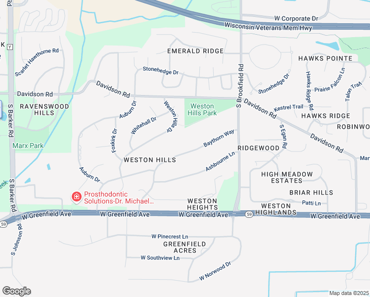 map of restaurants, bars, coffee shops, grocery stores, and more near 19180 Baythorn Way in Brookfield