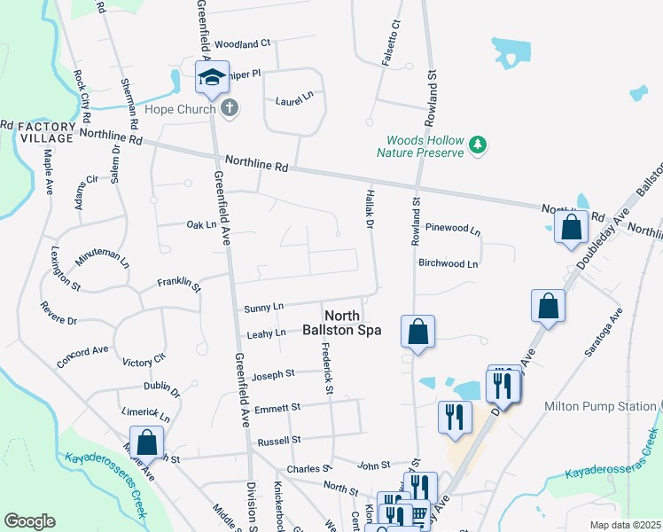 map of restaurants, bars, coffee shops, grocery stores, and more near 769 Arnold Street in Ballston Spa