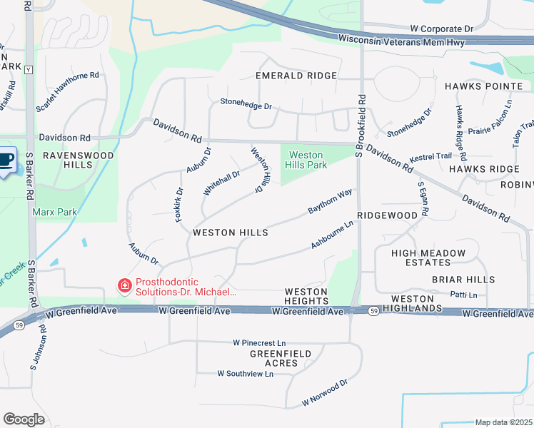 map of restaurants, bars, coffee shops, grocery stores, and more near 19180 Baythorn Way in Brookfield
