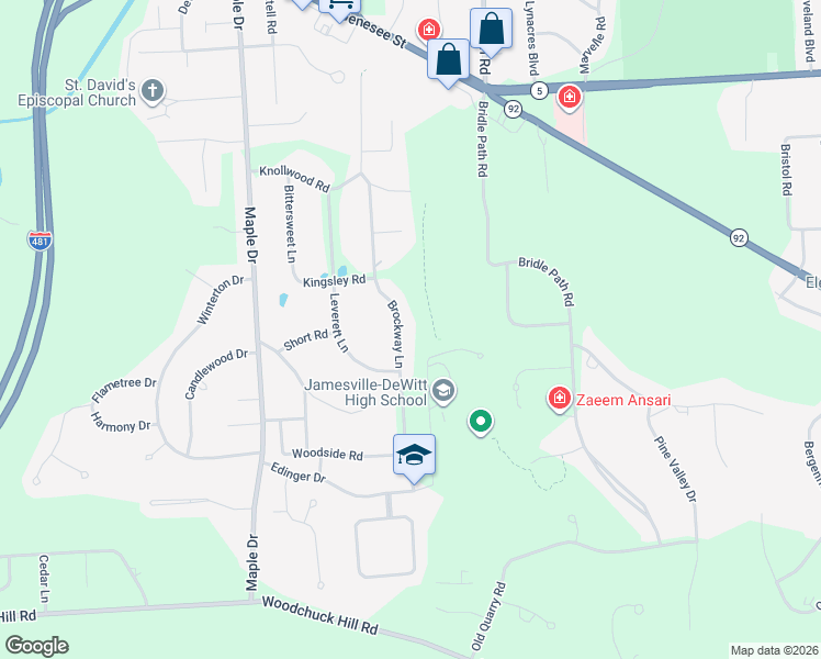 map of restaurants, bars, coffee shops, grocery stores, and more near 5171 Brockway Lane in Fayetteville
