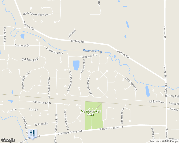 map of restaurants, bars, coffee shops, grocery stores, and more near 10001 Quincy Court in East Amherst