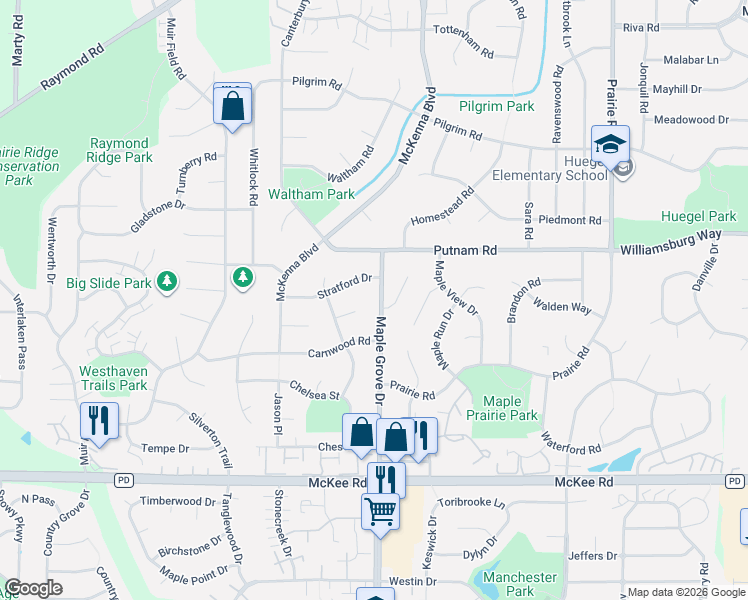 map of restaurants, bars, coffee shops, grocery stores, and more near 2910 Maple Grove Drive in Madison