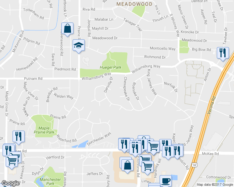 map of restaurants, bars, coffee shops, grocery stores, and more near 5822 Chester Circle in Fitchburg