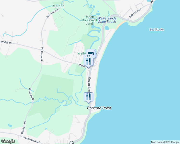 map of restaurants, bars, coffee shops, grocery stores, and more near 1220 Ocean Boulevard in Rye