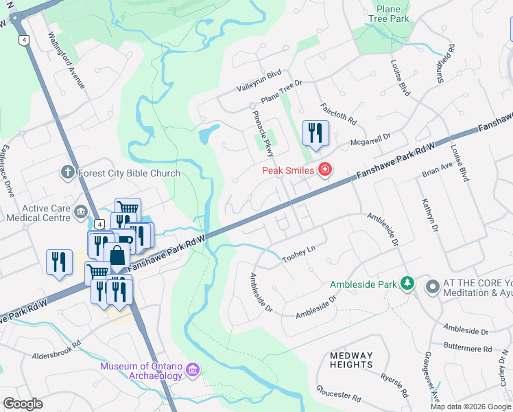 map of restaurants, bars, coffee shops, grocery stores, and more near 575 Mcgarrell Place in London