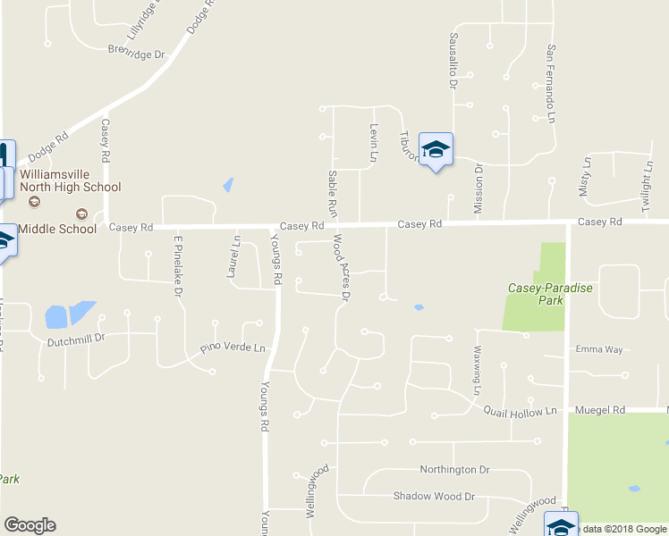 map of restaurants, bars, coffee shops, grocery stores, and more near 448 Wood Acres Drive in East Amherst