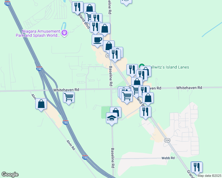 map of restaurants, bars, coffee shops, grocery stores, and more near in Erie County